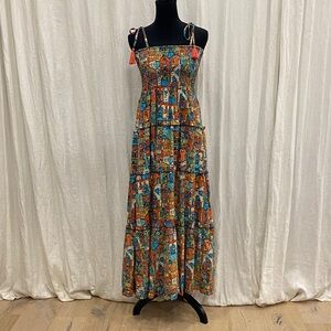 MODAPOSA Colorful Printed Maxi Dress, 100% Cotton, size M